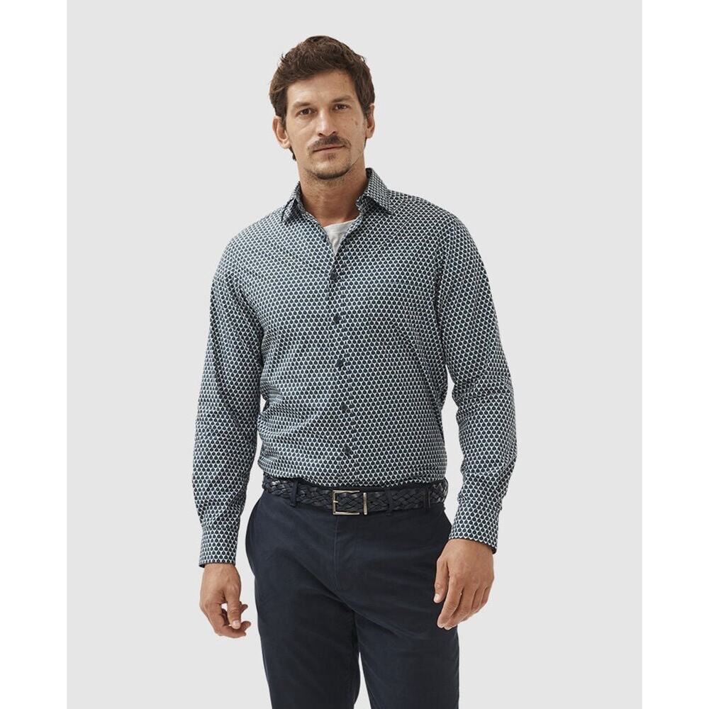 Rodd and Gunn Long Sleeve Button Down‎ Shirt Slim Fit Size XL 100% Cotton Blue